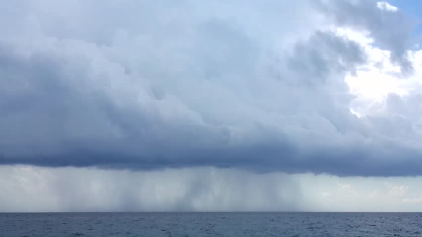 Time lapse of an incoming storm on the sea