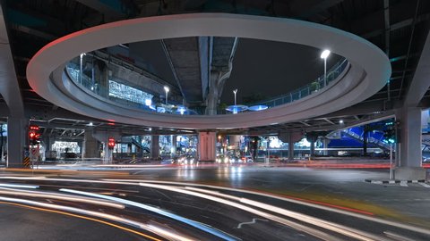Bangkok tunnel intersection with traffic jam at Siam, technology transportation concept, Bangkok City, Thailand
