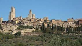 The view of the medieval town of San Gimignano, sunny september day. Italy