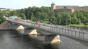 Border bridge between Estonia and Russia over the Narva river 
