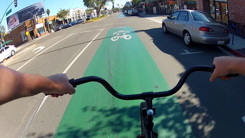 LONG BEACH - NOV 12: The point of view of someone riding a bike in the new