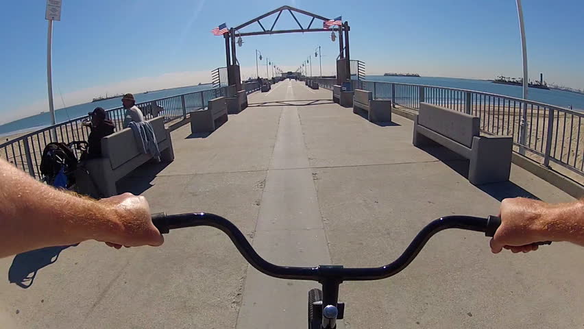 LONG BEACH - NOV 12: The point of view of someone riding a bike on the Veteran's