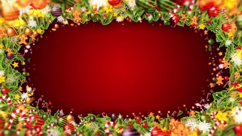 Christmas Decoration Frame,Red background,Loop