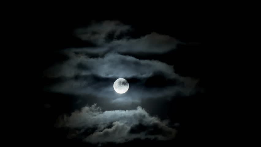 Full moon clouds night sky