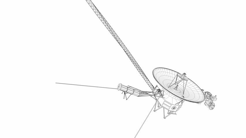 Artist rendering , Voyager space probe, wireframe, matte.