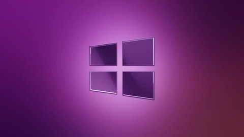 Editorial Animation: 3D rotation of symbol of Microsoft logo from glass. Animation of seamless loop.