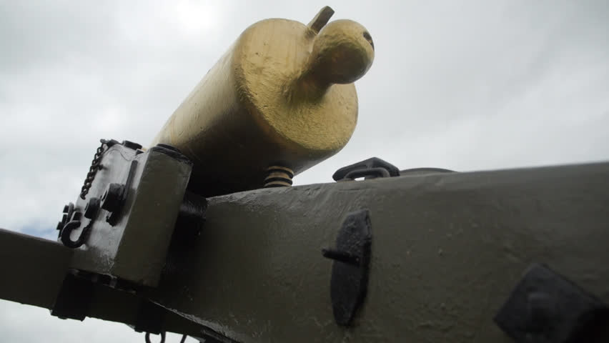 VIRGINIA - MAY 2017 - Civil War 150th anniversary.  Memorial, monument on Civil War Battlefield.  Brass / Bronze cannon on carriage on display on battlefield.  Virginia Battlefield.  National Park.