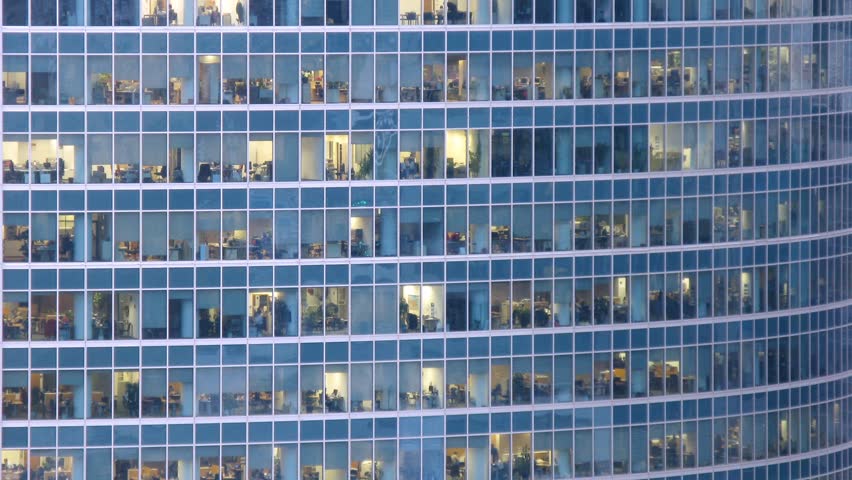 Office building viewed in the evening. Time lapse | Shutterstock HD Video #3148141