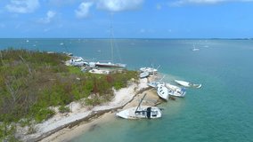 Sail boats in the Florida Keys destroyed Hurricane Irma