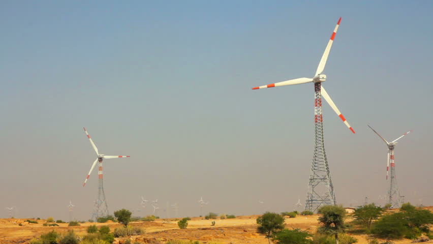 wind farm - turning windmills