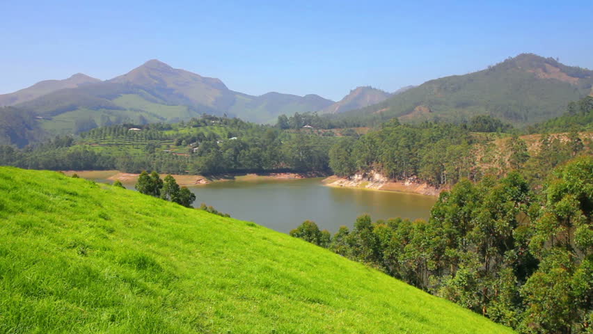 mountain landscape with lake in Munnar Kerala India