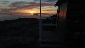 Sunset to ilulissat bay in greenland