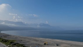 Motion timelapse from afternoon to night of the beautiful Qixingtan Beach, Hualien, Taiwan