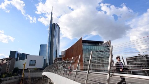 MILAN, ITALY - CIRCA SEPTEMBER, 2017: The new finalcial district close to Gae Aulenti square at Porta Garibaldi, built for EXPO. 