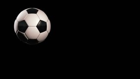 Soccer ball, jumping on black background, loop