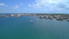Aerial lateral drone shot Key West Florida