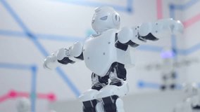 Modern robot toy and an assistant at the exhibition of modern robotics and advanced technologies. - Powered by Shutterstock - Get 15% off with code: PIKWIZARD15