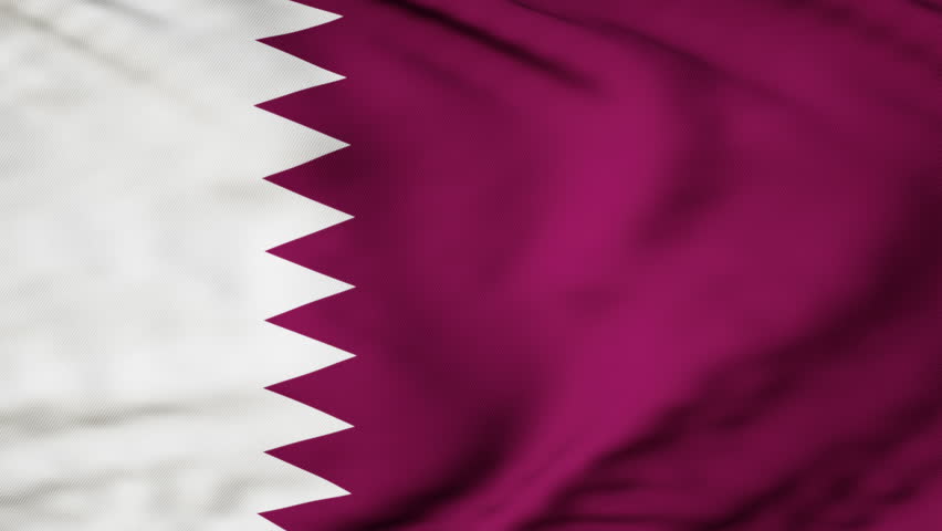 The Qatar Flag Waving in Stock Footage Video (100% Royalty-free