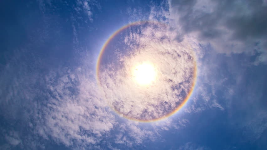 4K.Time lapse Solar halo of clouds Halo (optical phenomenon)  Royalty-Free Stock Footage #31503271