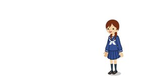 Joyful jumping Female student animation - Japanese School Uniform