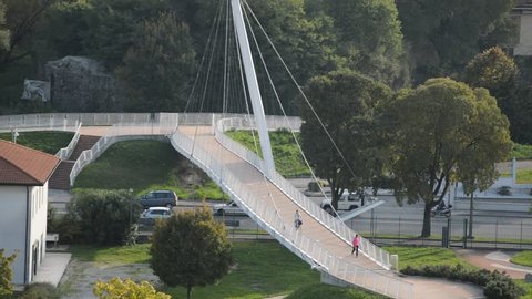 Bicycle bridge over traffic road