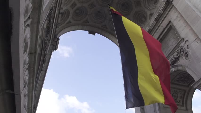 Slow motion of Belgian flag waving in the wind