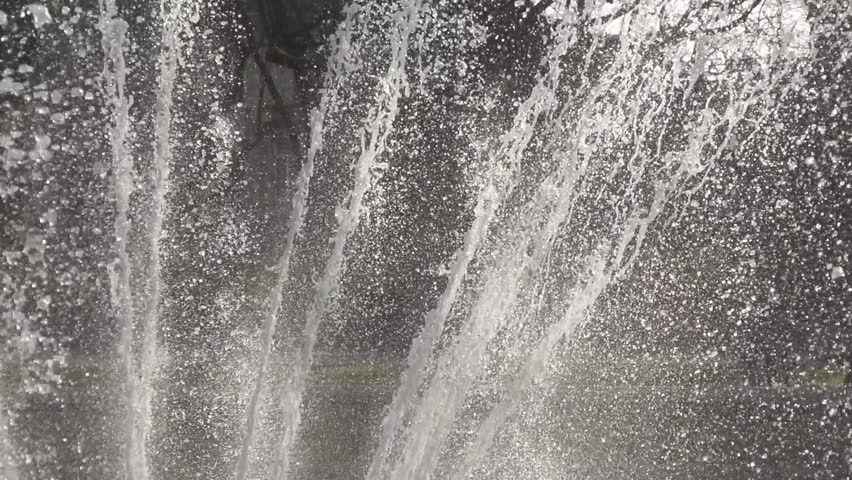 Slow motion Fountain close up in the city