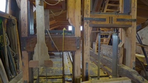 Zaanse Schans Netherland May 02 2017: The sharp saws from the sawmill in the old factory in the village still functioning for production