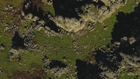 Aerial View of Iconic British Countryside Scenic: Mountains & Rock Landscape, Hound Tor, Dartmoor National Park, South Devon UK