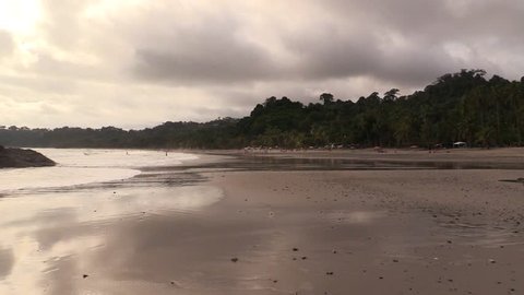 A beach in Costa Rica during late afternoon
