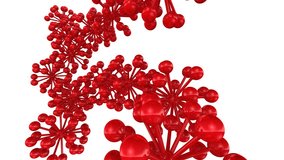 Molecules. Abstract figures. Red abstract molecules isolated on white background. Footage video