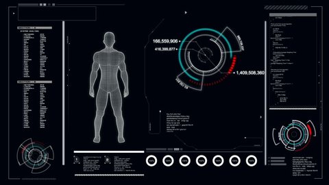 4K Animation User interface with HUD graph bar pi with space for futuristic technology and cyber concept with alpha channel render