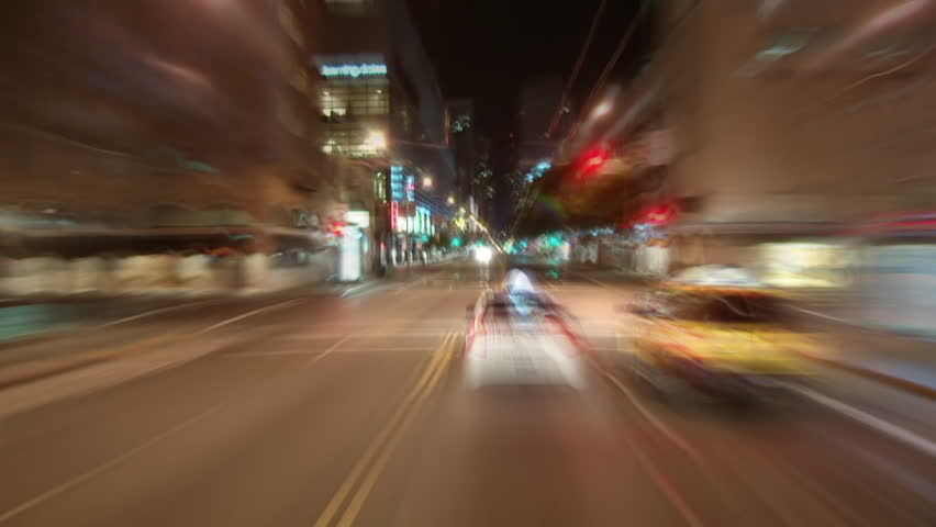 SAN FRANCISCO, CA - CIRCA 2012: Time lapse of POV shot, driving through the city