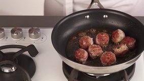 Meat balls being fried