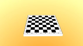 on the chessboard of cells turn over at a time, replacing one one. used orange background. animated video. 3D projection