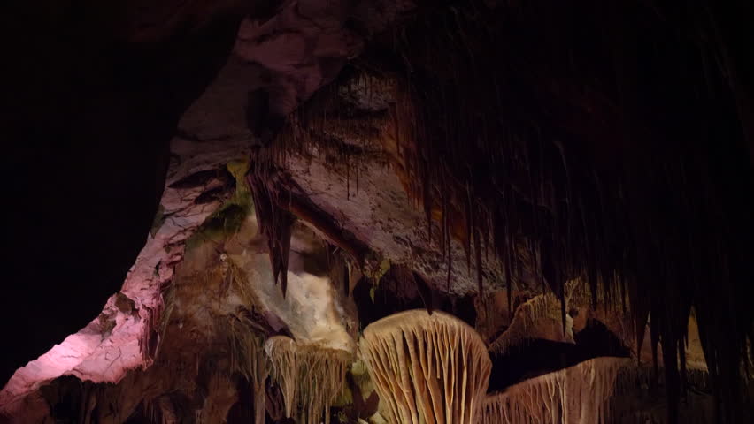 Stalactites and stalagmites inside the Lehman Caves at Great Basin National Park, Nevada