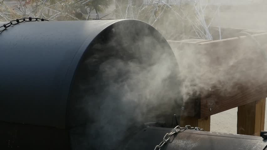 Smoke rising from BBQ Smoker Close Up Royalty-Free Stock Footage #31557307
