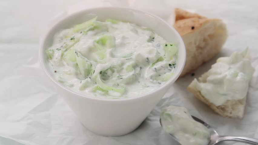 A bowl of tzatziki (Greek cucumber yogurt)