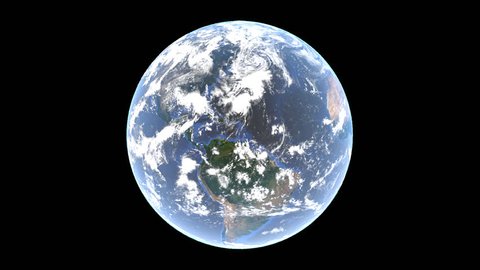 Earth and clouds above it rotate at different speeds, isolated globe on transparent background, 3d rendering, elements this image furnished by NASA, PNG format with ALPHA transparency channel