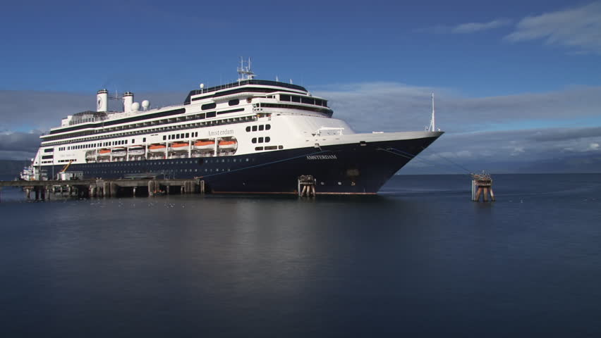 HOMER, AK - CIRCA 2012: Timelapse of an imposing Holland America cruise ship MS