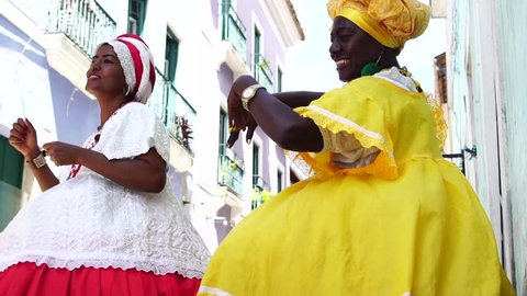 Brazilian Women (Baianas) dancing in Salvador, Bahia, Brazil