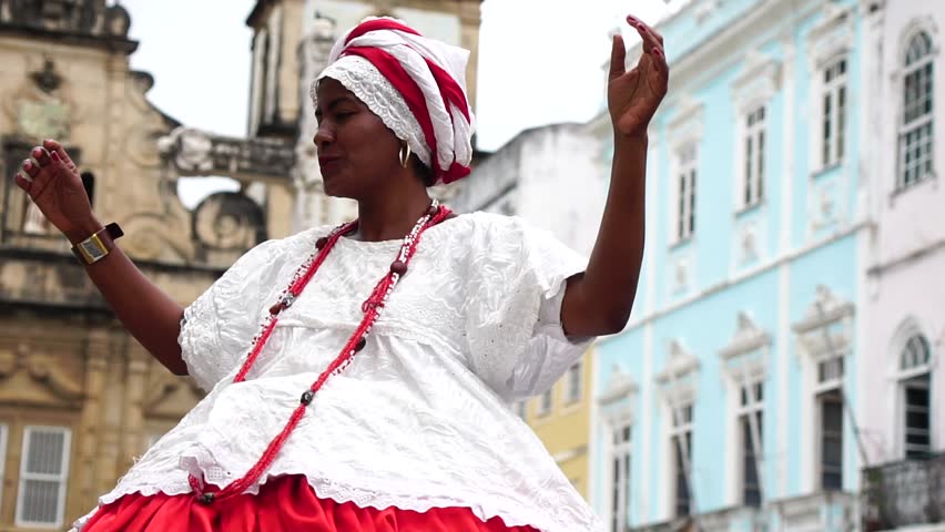 Brazilian Woman (Baiana) dancing in Salvador, Bahia, Brazil Royalty-Free Stock Footage #31574260