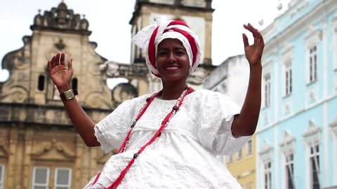 Brazilian Woman (Baiana) dancing in Salvador, Bahia, Brazil