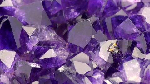 Very sharp and detailed footage of Amethyst stone detail, violet variety of quartz. Full HD 60fps
