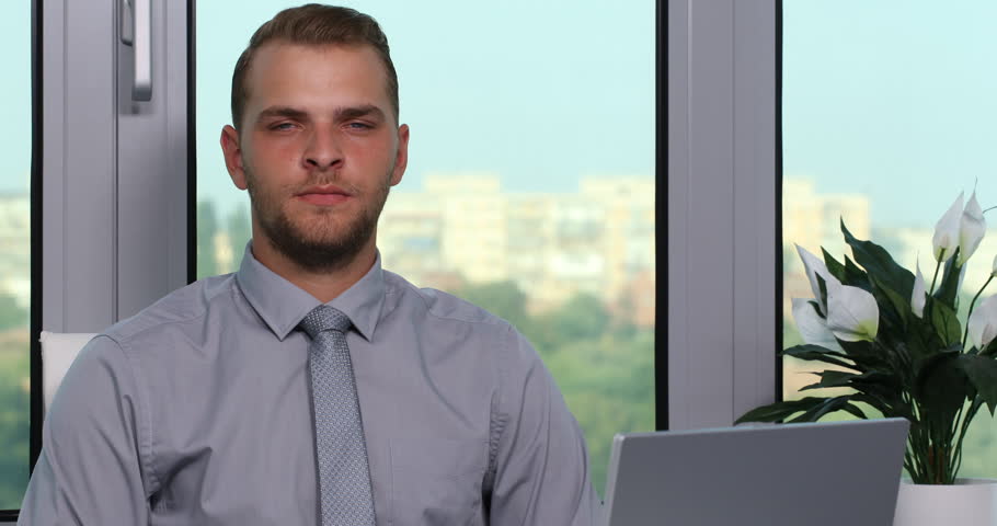 Confident Business Man Talking Camera About Company Finance Wealth Office Room | Shutterstock HD Video #31579828