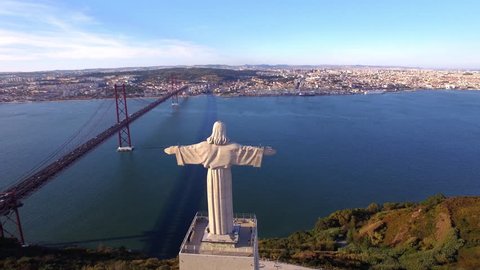 Christ King Cristo Rei Statue Almada Stock Footage Video (100% Royalty ...