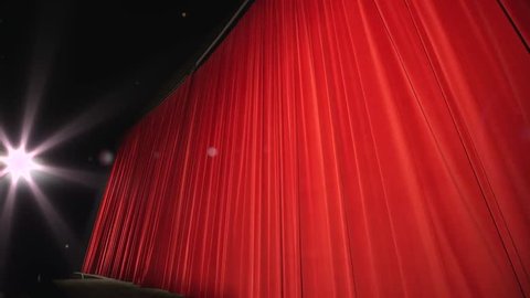 Opening Curtain in a modern cinema - perspective view in a movie theater