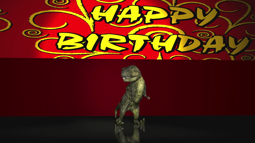 T-REX Happy Birthday! Red background Version