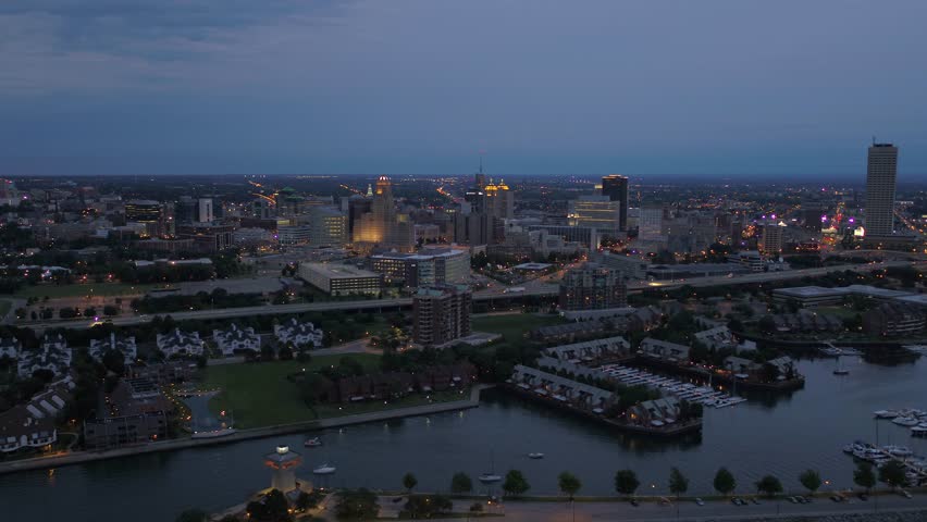 Aerial New York Buffalo July 2017 Night 4K Inspire 2