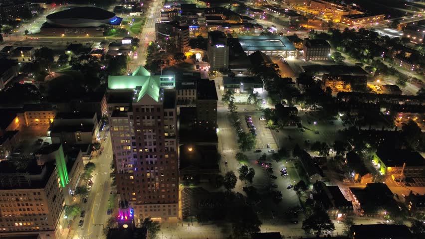 Aerial New Hampshire Manchester July 2017 Night 4K Inspire 2